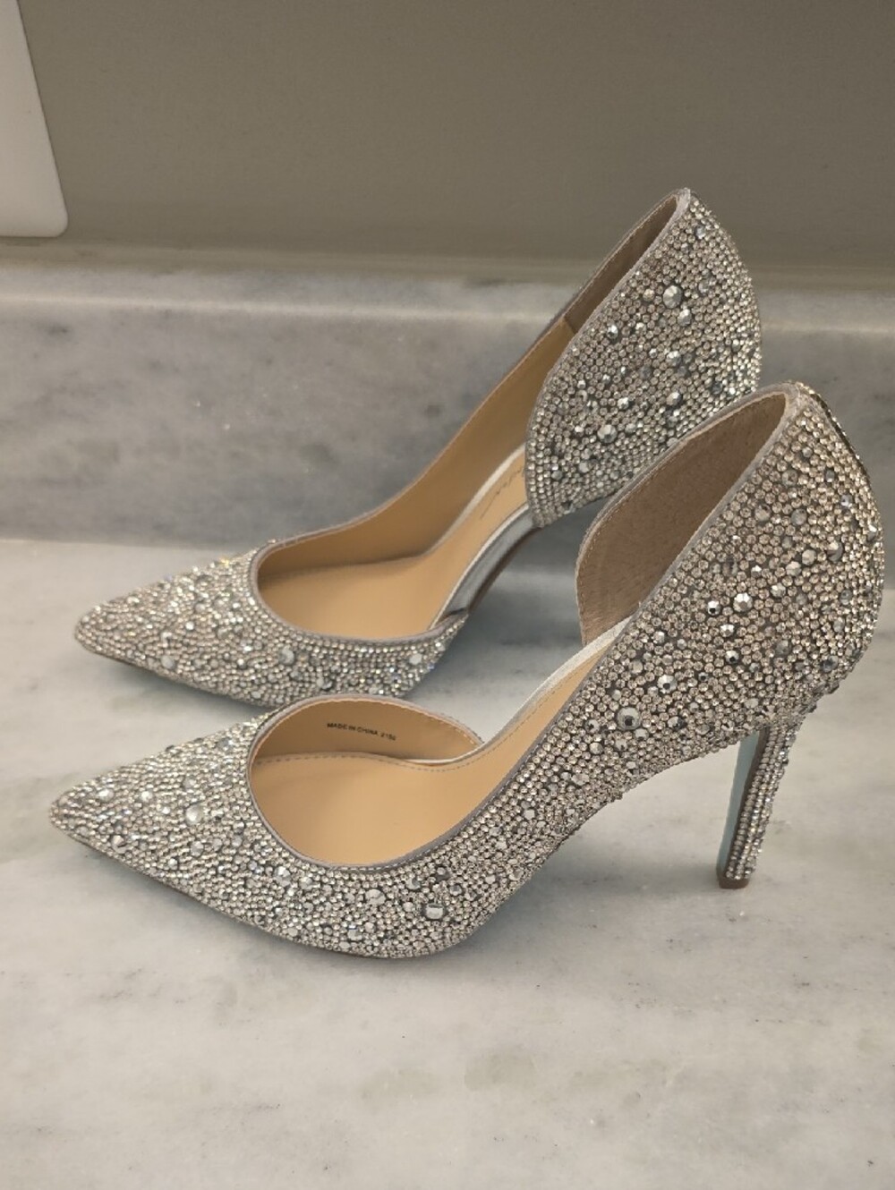 Blue by Betsey Johnson Silver Crystal D'Orsay Pointed-Toe Pumps - Picture 2 of 7